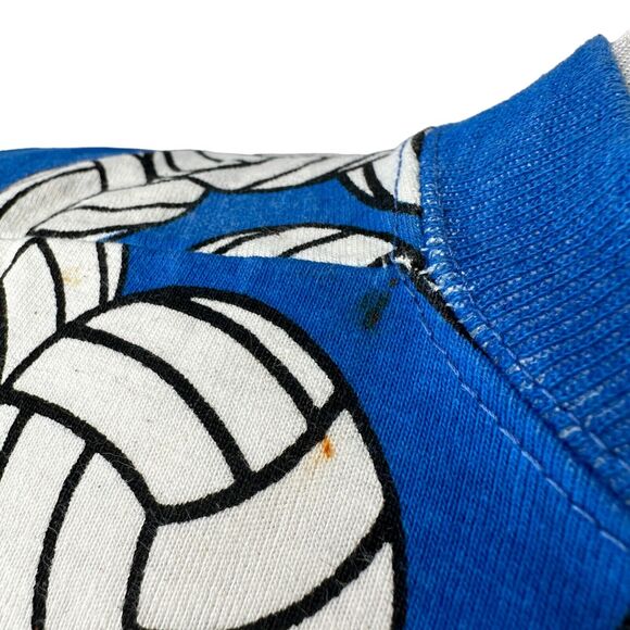 Vintage Big Dogs T-Shirt Mens Large Blue AOP Volleyball Print 90s Crew Rare - Picture 11 of 11